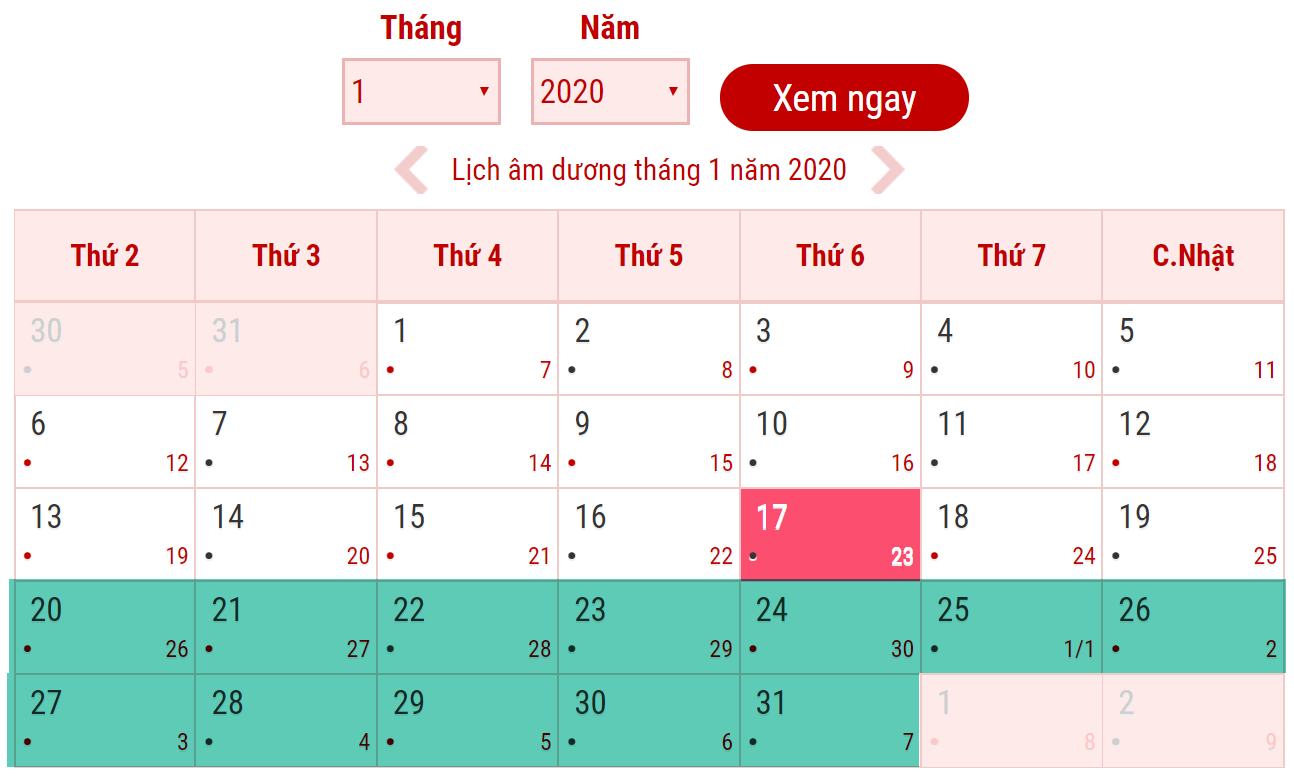 Thông báo lịch nghỉ Tết Âm 2020