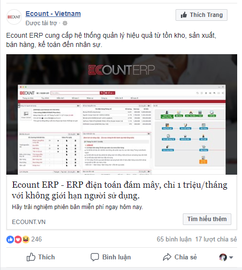 Lin bài đăng được tài trợ trên Facebook