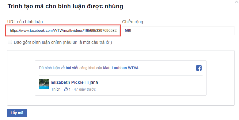 Link video livestream Facebook
