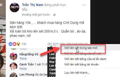 Link video livestream Facebook
