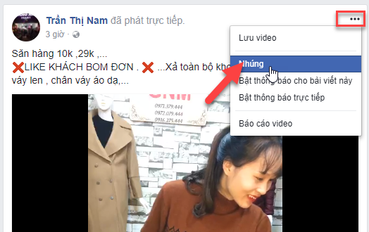Link video livestream Facebook