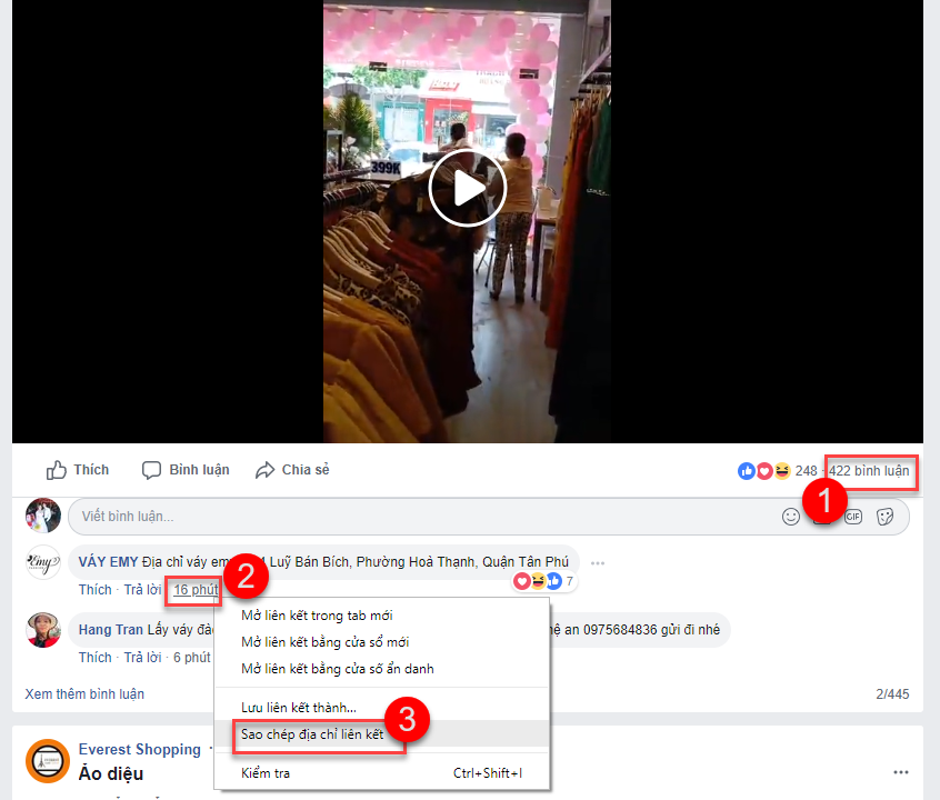 Không lấy được bình luận bài viết trên Facebook