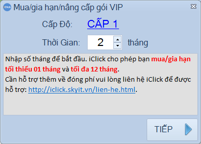 Mua bản quyền, thanh toán, nâng cấp, gia hạn iClick