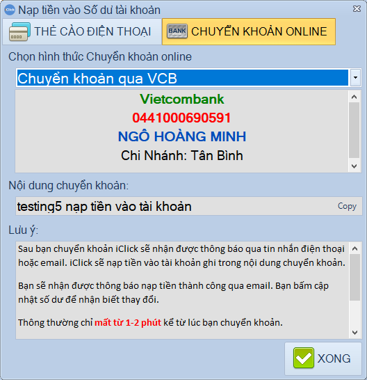 Mua bản quyền, thanh toán, nâng cấp, gia hạn iClick