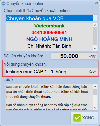 Mua bản quyền, thanh toán, nâng cấp, gia hạn iClick
