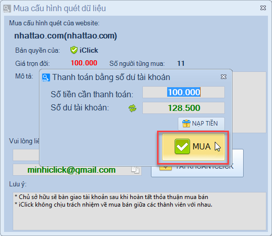 Mua cấu hình lấy dữ liệu từ website