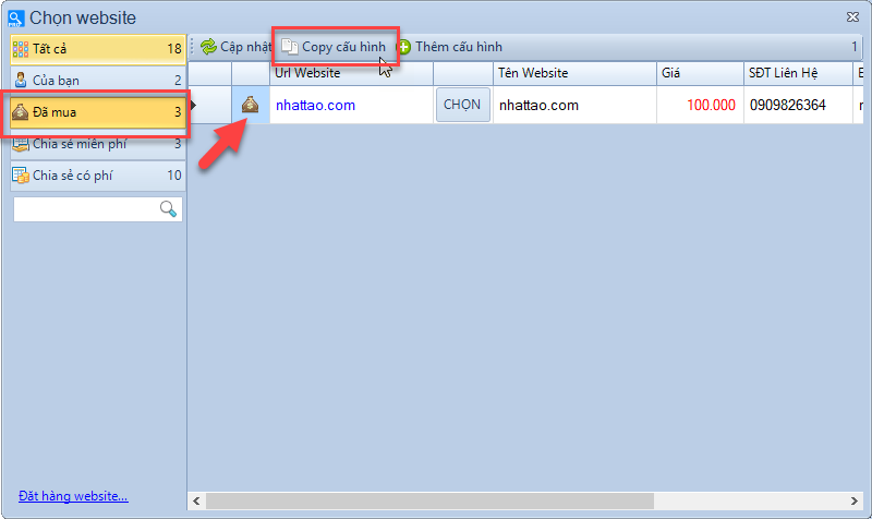 Mua cấu hình lấy dữ liệu từ website