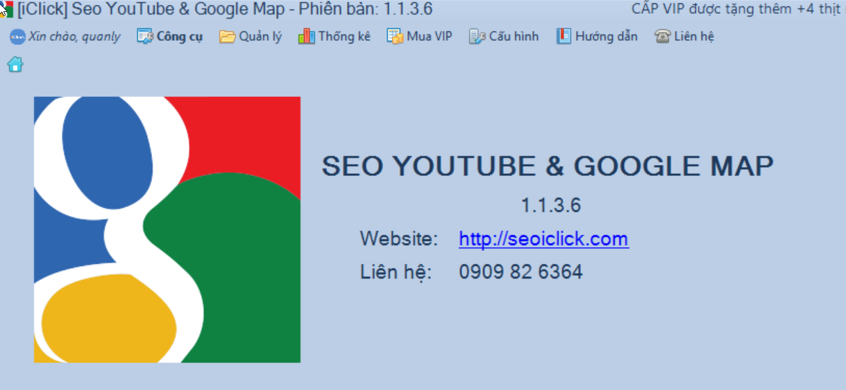 Phần mềm Seo Youtube, Google Maps phiên bản 1.1.3.6