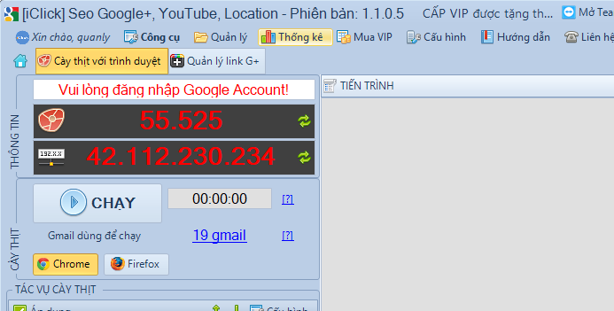 Nâng cấp phần mềm Seo Google+, Youtube, Location phiên bản 1.1.0.5