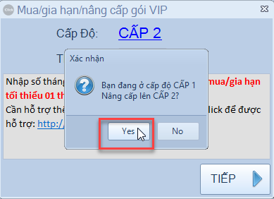 Nâng cấp gói từ thấp lên cao iClick