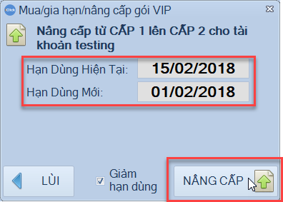 Nâng cấp gói từ thấp lên cao iClick