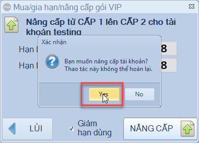Hướng dẫn giảm số ngày sử dụng để nâng cao gói VIP
