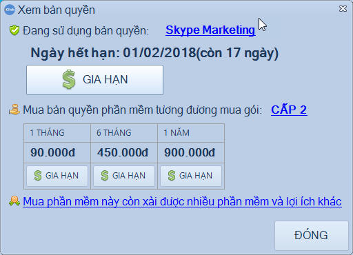 Nâng cấp gói từ thấp lên cao iClick
