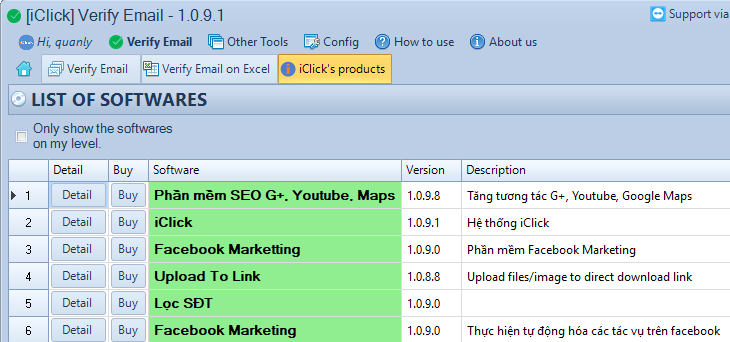 Nâng cấp phần mềm lọc email sống iClick