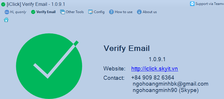 Cập nhật phần mềm Verify Email iClick phiên bản 1.0.9.1
