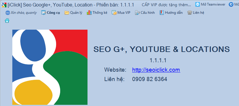 Nâng cấp phần mềm Seo Youtube, GooglePlus, Locations phiên bản 1.1.1.1