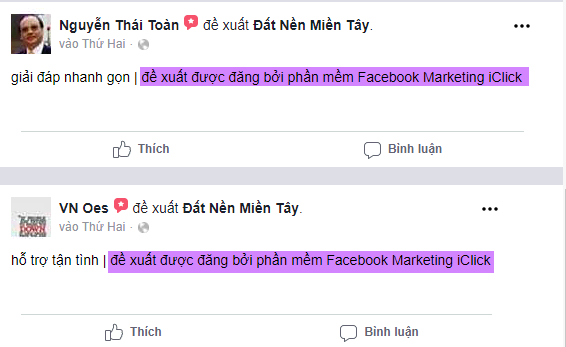 Dòng quảng cáo phần mềm Facebook Marketing trong nội dung đề xuất Fanpage