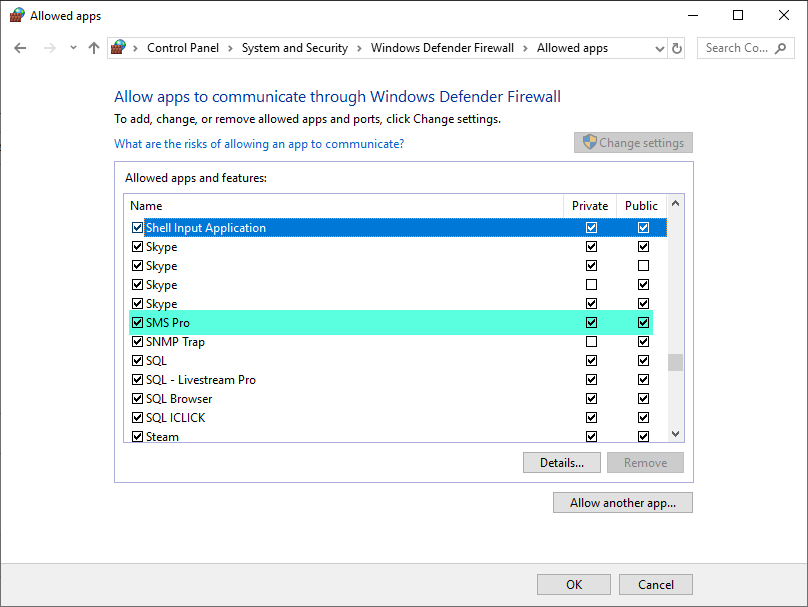 Hướng dẫn mở windows firewall cho điện thoại kết nối với phần mềm SMS Pro trên máy tính