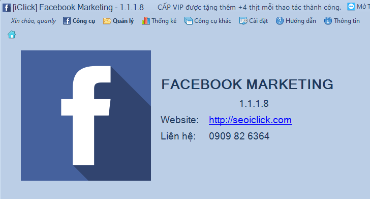 Nâng cấp phiên bản 1.1.1.8 cho phần mềm Facebook Marketing