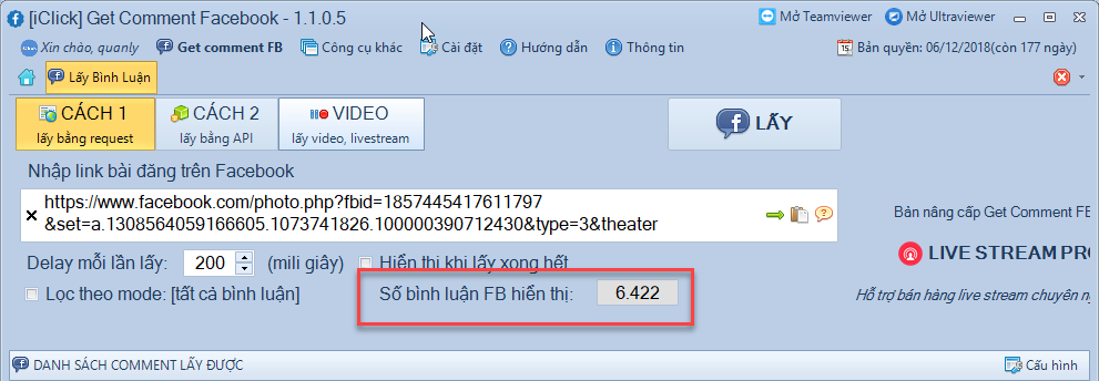 Phần mềm Get Comment Facebook không lấy đủ bình luận