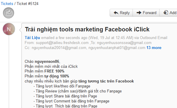 phần mềm gửi email freshdesk