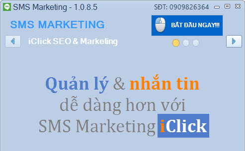 Phần mềm gửi tin nhắn SMS Marketing iClick phiên bản 1.0.8.5