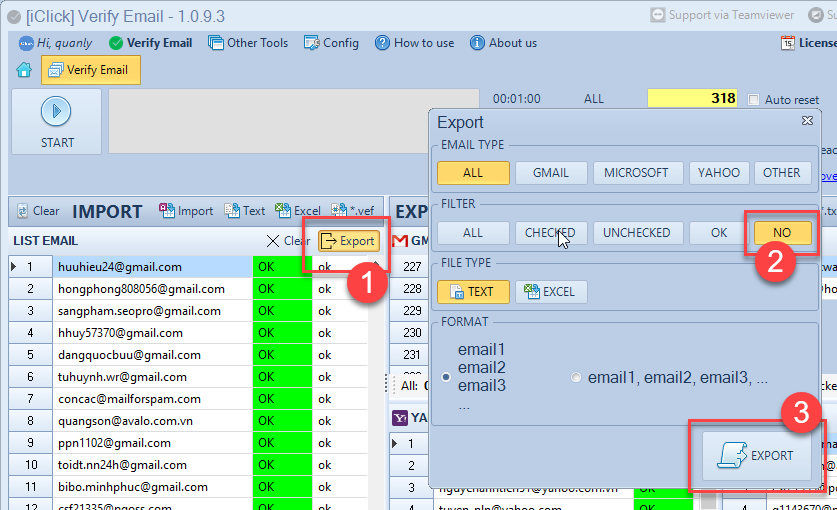 Phần mềm lọc email chết Verify Email iClick