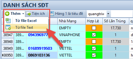 Phần mềm lọc SĐT theo nhà mạng