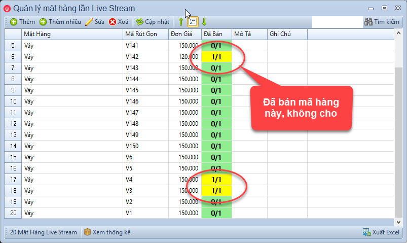 Hướng dẫn lên danh sách mặt hàng cho lần livestream