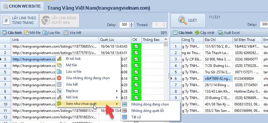 Phần mềm lấy dữ liệu Scan Web Pro