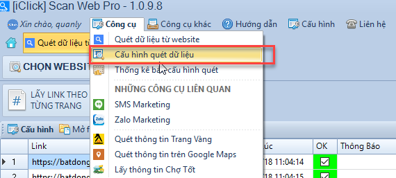Phần mềm lấy dữ liệu từ website Scan Web Pro