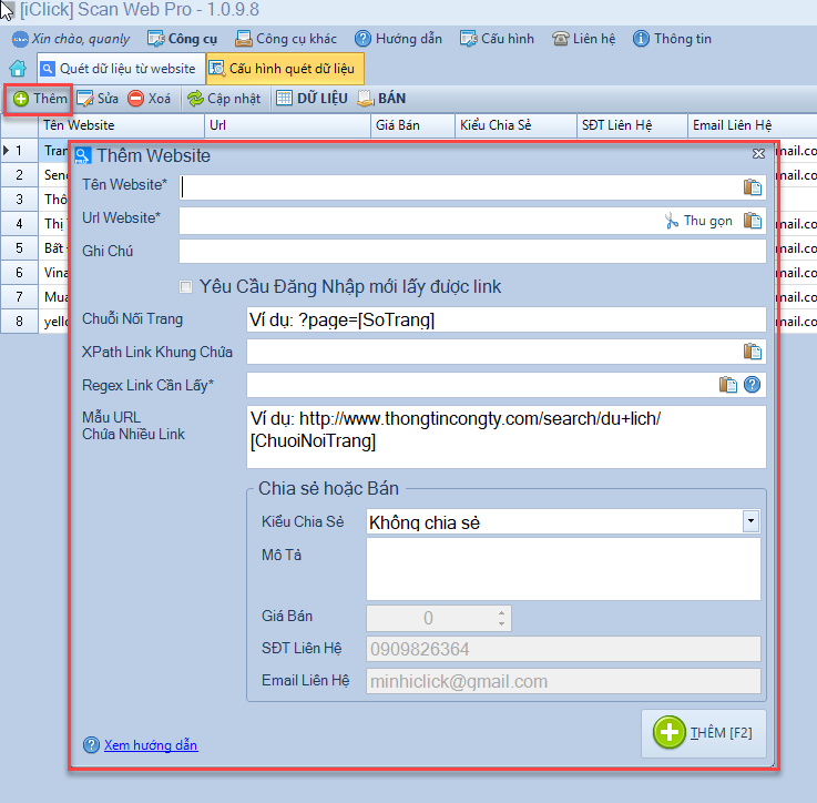 Phần mềm lấy dữ liệu từ website Scan Web Pro