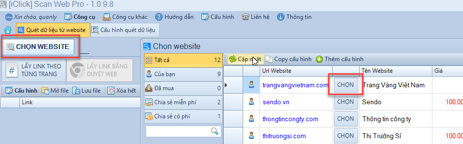 Phần mềm lấy dữ liệu từ website Scan Web Pro