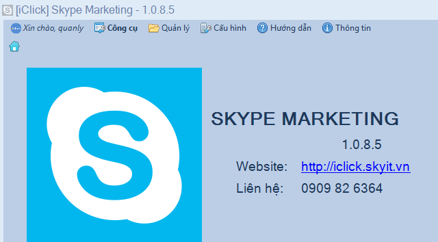 Cập nhật phần mềm quảng cáo Skype Marketing phiên bản 1.0.8.5