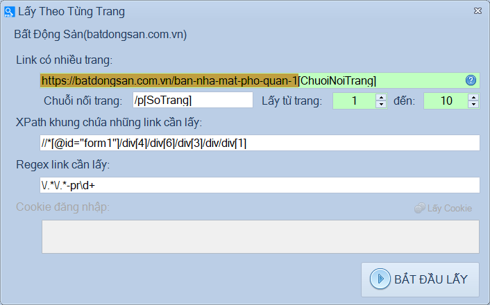 Hướng dẫn chọn link để quét dữ liệu phần mềm Scan Web Pro