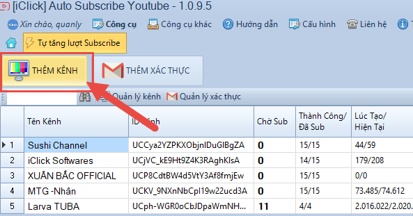 Hướng dẫn thêm Kênh Youtube