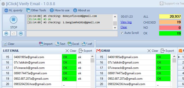 Phần mềm verify Email iClick