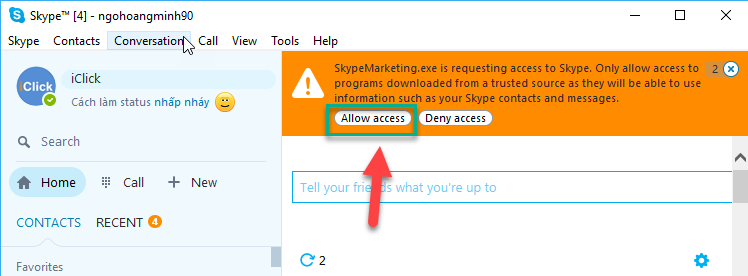 Hướng dẫn tải, cài đặt, kết nối phần mềm quảng cáo Skype Marketing iClick