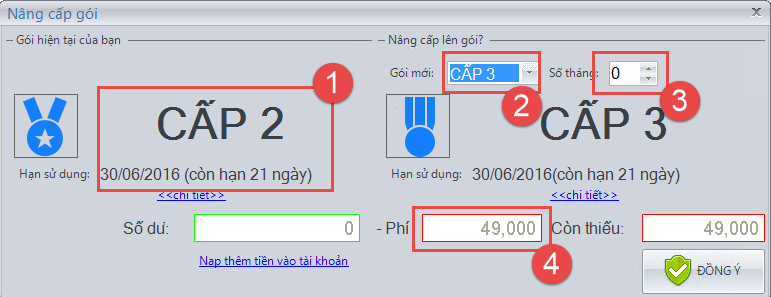 Nâng gói VIP từ thấp lên cao như thế nào?