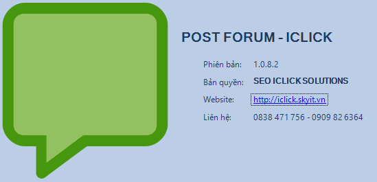 Cập nhật post forum 1.0.8.2  - Thư kêu gọi mọi người góp sức xây dựng hệ thống site vệ tinh iClick