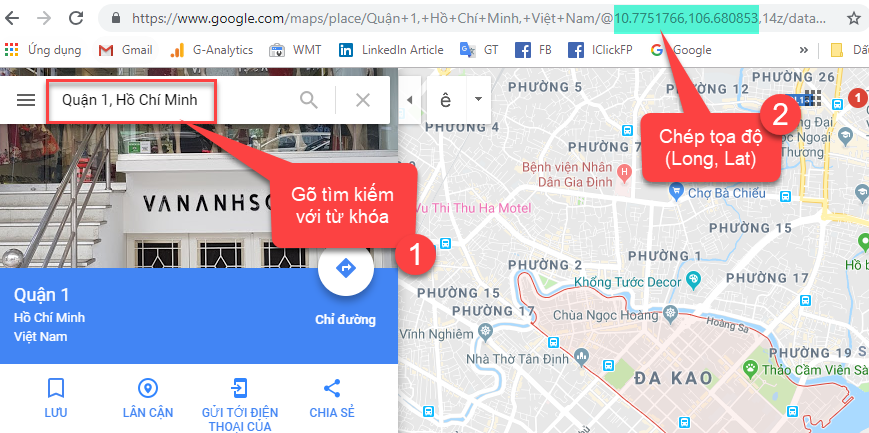 Hướng dẫn nhập tọa độ quét địa điểm Google Maps