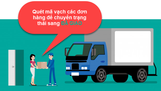 Quét mã vạch đơn hàng để chuyển trạng thái