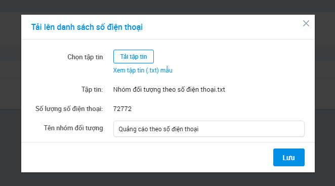 Quảng cáo Zalo từ dánh sách SĐT