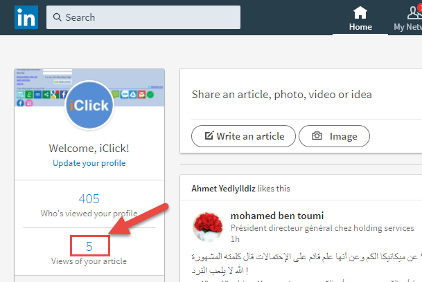 Submit article post trên Linkedin
