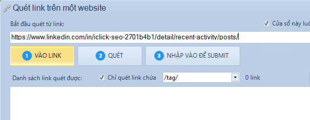 Submit article post trên Linkedin