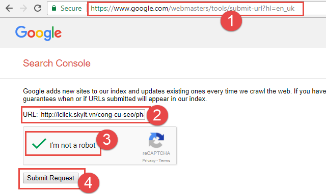 Submit link bài viết lên Google