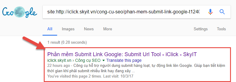 Submit link bài viết lên Google