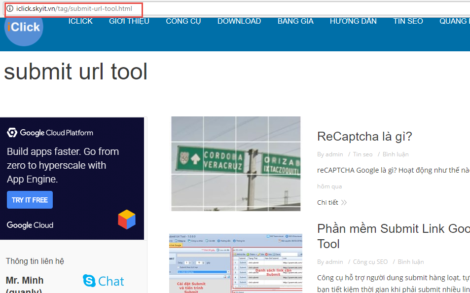 Submit link bài viết lên Google