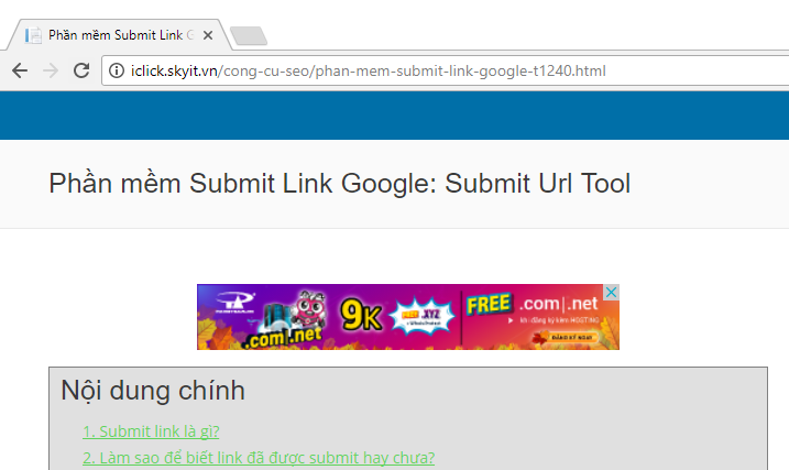 Submit link bài viết lên Google