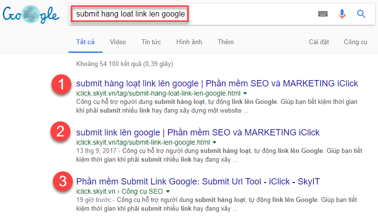 Submit link bài viết lên Google